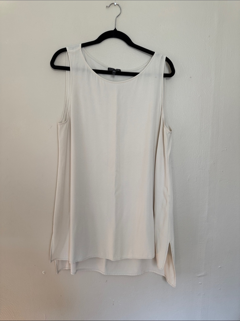 Eileen Fischer silk Sleeveless Cream Layered Shell Top large